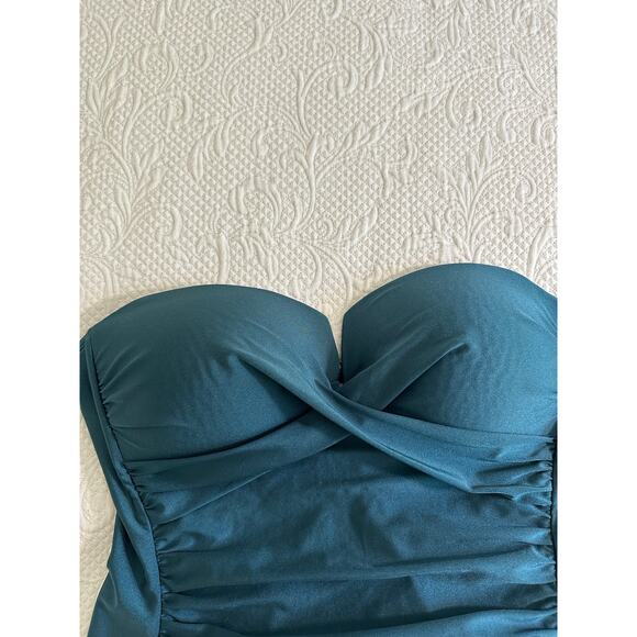 Calvin Klein Women's Turquoise Ruched Chest Support One Piece Size XL/XXL - Picture 4 of 9